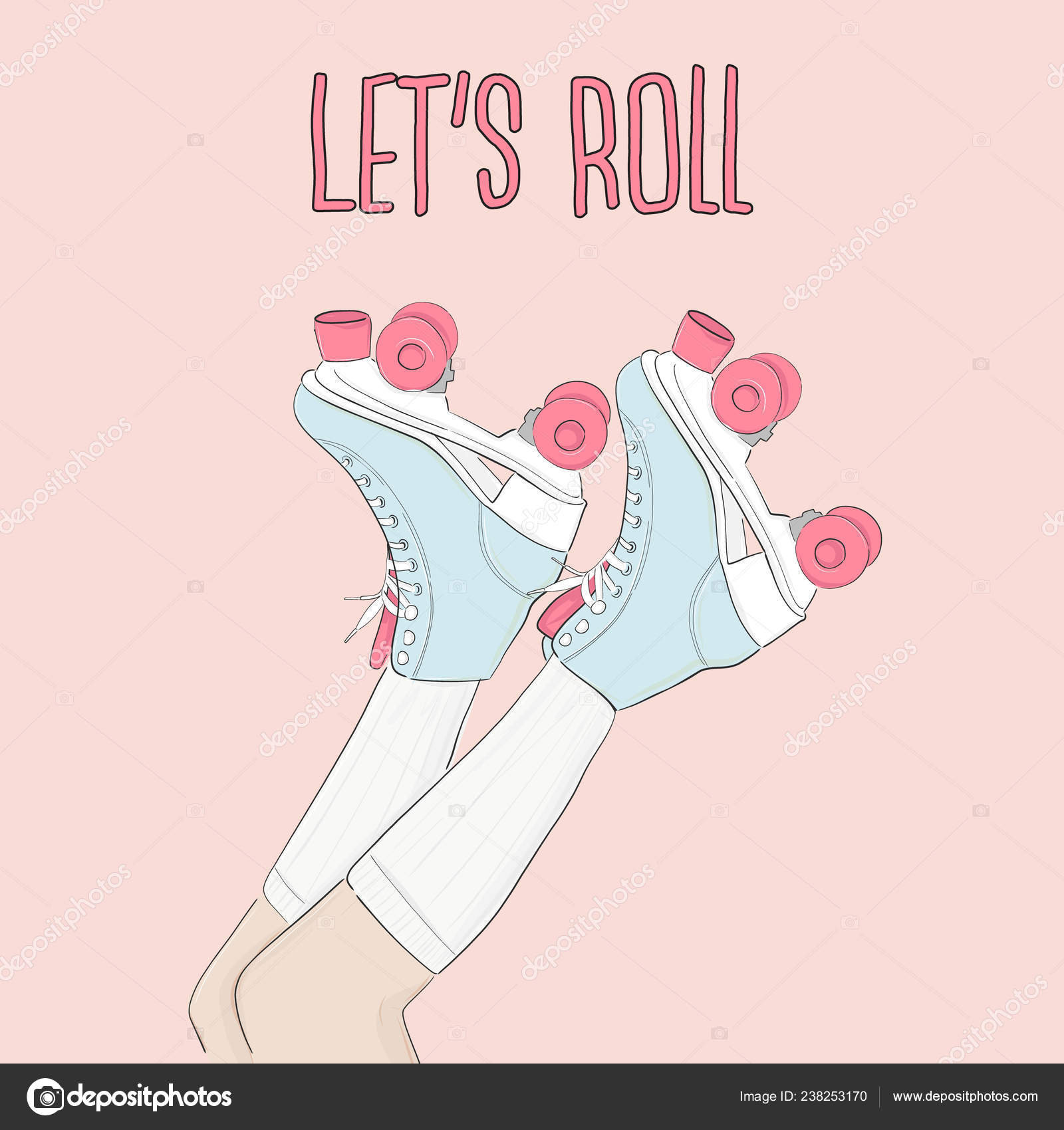 Vector Vintage Skating Poster With Motivational Typography Hand