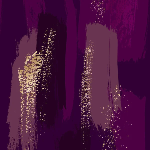Vector Gold Foil Sfondi modello. Ripetizione moderna texture glitter oro viola. Modello semplice pennellata grunge. Sparkle rock trendy texture . — Vettoriale Stock
