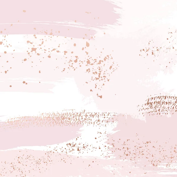 Vector Nude rosa pinceladas com padrão de brilhos dourados, decoração esboço de luxo. Pastel rosa fundo arte delicada —  Vetores de Stock