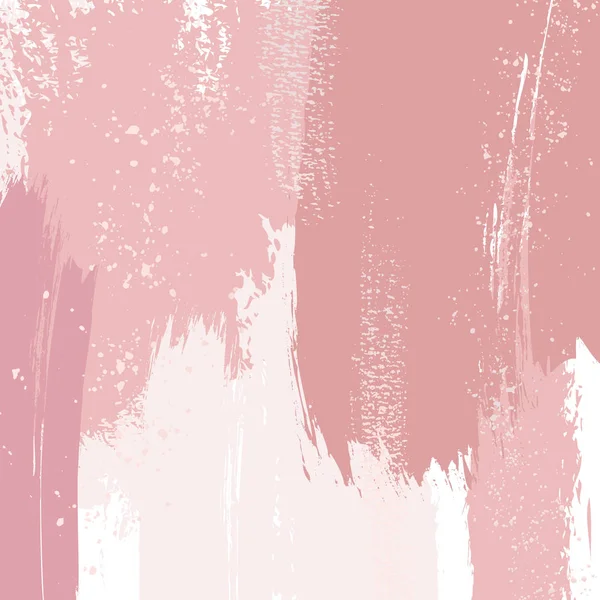 Dusty rose en roze penseelstreken en gouden lijnen. Pastel gouden penseelstreken contour patroon. Delicate luxe folie abstracte textuur. Getekende decoratie voor make-up pakket, cosmetica demonstratie. — Stockvector