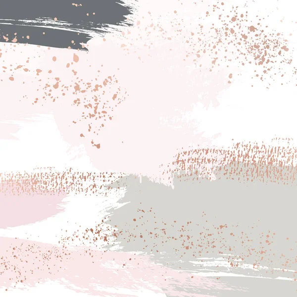 Arte de superfície com brilhantes formas brilhantes, pinceladas e textura em folha. Casamento pastel cores padrão decoração em verde, rosa, cinza cores — Vetor de Stock