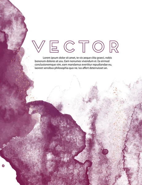 Mörk violett akvarell grunge konsistens. Abstrakt vätska flytande bläck affisch. Handritade element dynamiskt stänk på vit bakgrund. Grunge bläck blot och drop. — Stock vektor