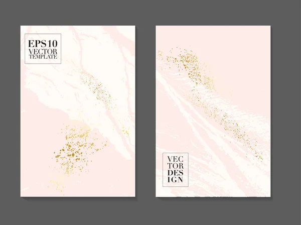 Vector decoration cards design in pink white soft colors with golden glitter texture for cover, banner, invitation, card Branding and identity Vector illustration. — Stock Vector