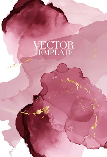 Plantilla creativa de fluido rosa polvoriento abstracto, tarjetas, juego de cubiertas de color. Diseño geométrico, líquidos, formas con brillo de lámina de oro. Arte abstracto vector de moda 2019 . — Vector de stock