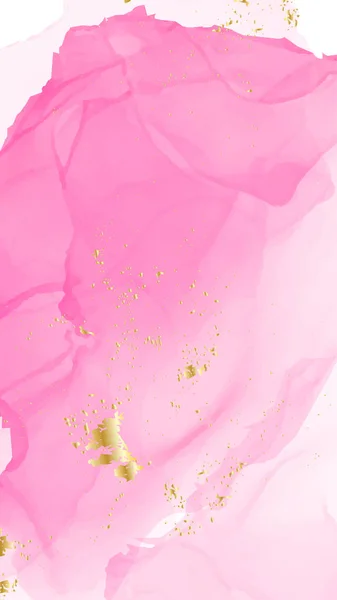 Décor abstrait en marbre acrylique de luxe. Aquarelle décoration à l'encre alcool. Modèle d'icône de surbrillance des médias sociaux. Ombre fond dégradé rose avec feuille d'or . — Image vectorielle