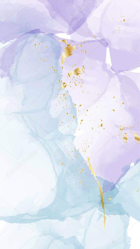 Pastel green blue gold old texture alcohol ink design. Trendy watercolor Chic Background made in Vector for wallpaper, canvas, wedding