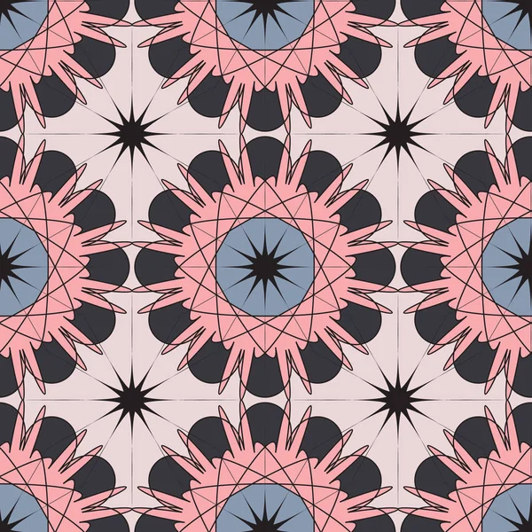 Patrón mosaico vectorial. Moderna decoración geométrica sin costuras. Diseño de repetición, impresión de cerámica, elementos de la línea interior, adorno simple. Fondo de pantalla plana vintage — Vector de stock