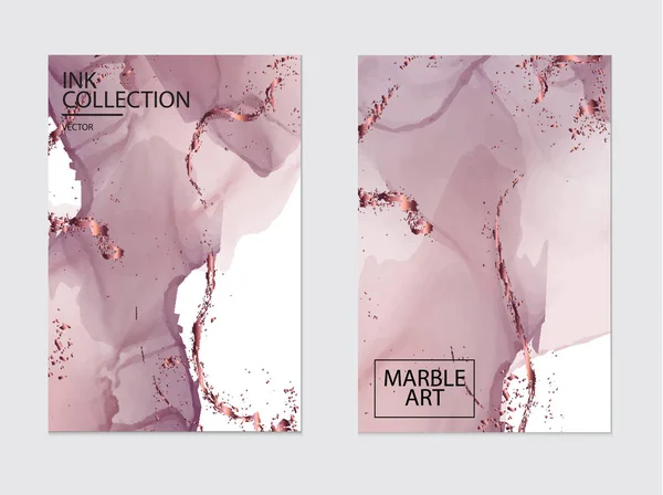 Liquid Flow Marmorkunst. trendige Goldglitzerfolie mit Aquarellkunst. Grafische Hochzeitskarte. minimaler trendiger Steinhintergrund. — Stockvektor