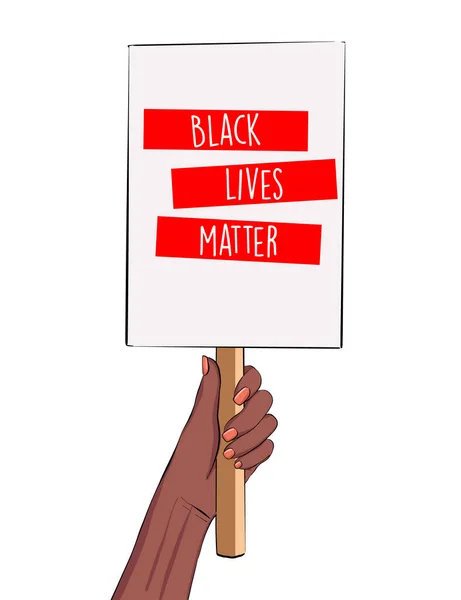 Stop Racism Vertical Banner Black Lives Matter African American Arm — Stock Vector