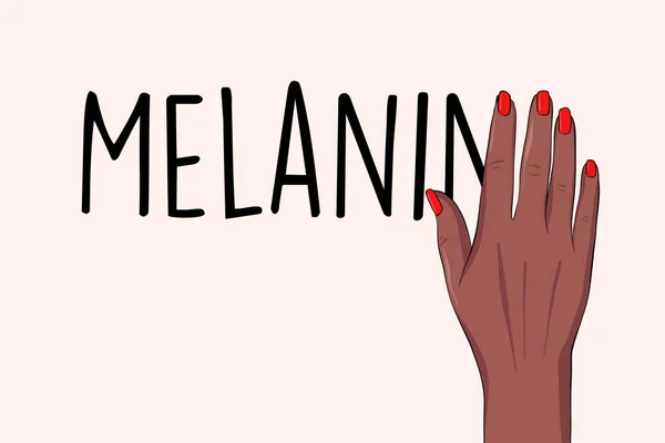 Preto vive sinal matéria, Melanin cartaz anti racista. Ser um cartaz afro-humano. O poder dos negros une-se. Autocuidado ilustração do cuidado da pele no vetor . — Vetor de Stock