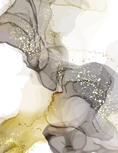 Aquarela cinza abstrato tinta mármore blot design em cinza amarelo cores neutras. TEnder tinta acrílica de arte fina, pintura grunge profunda, papel digital, cartaz, impressão de arte de resina, decoração home, modelo — Vetor de Stock