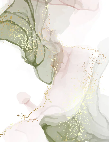 Ουδέτερη πράσινη υδατογραφία ροζ χρυσό glitter splatter degn. Αλκοόλ μελάνι screensaver σμαράγδι τριαντάφυλλο προσφορά σύγχρονο σχεδιασμό. Υδατογραφία προσφορά κλίση μελάνι splash ψηφιακό χαρτί, φόντο, έθιμο εκτύπωσης — Διανυσματικό Αρχείο