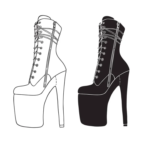 Pole dance high heels boots vector silhouette illustration. Erotic adult dance outline shoes clipart. Cut files shape, cricut drawing — Stock Vector