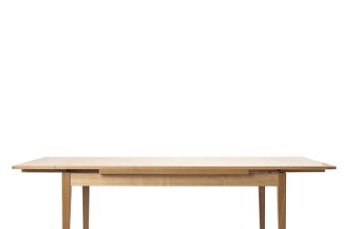 Ahşap, meşe masa beyaz üzerine izole.