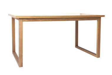 Asgari ahşap masa beyaz üzerine izole.