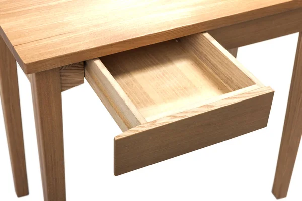 Wood Furniture Drawer Closeup Isolated White — Stock Photo, Image