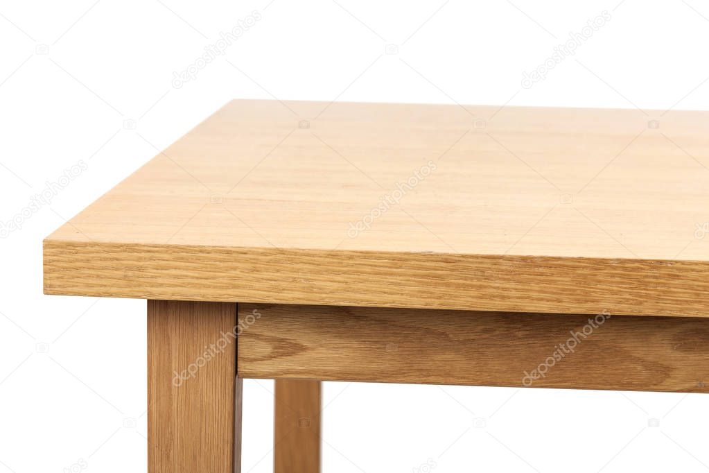 minimal wood table isolated on white.