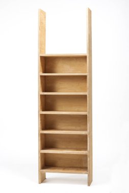 Ahşap raf mobilyaları beyaz arkaplanda izole. 