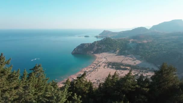 Plage de Tsambika près de Kolympia sur l'île de Rhodes, Dodécanèse, Grèce — Video