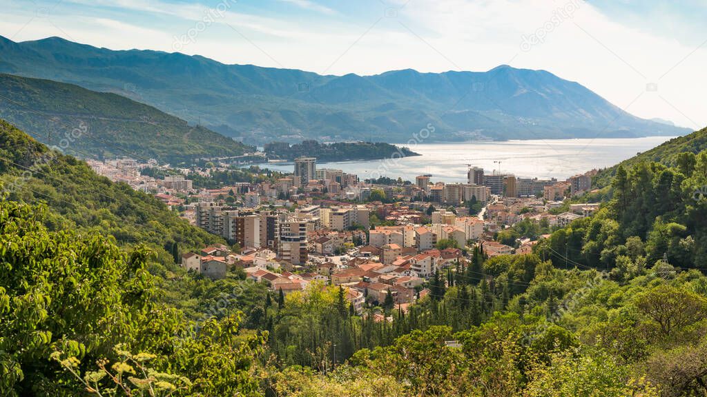 Budva city Montenegro. View from mountain road.