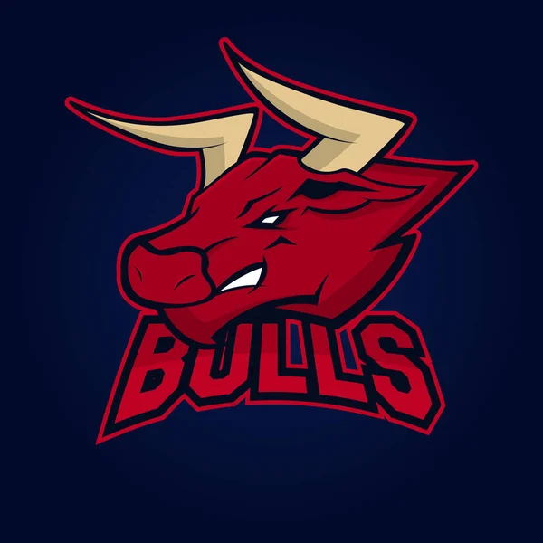 Mascote Bull para equipas desportivas. Touro, logotipo, símbolo em um fundo escuro . —  Vetores de Stock