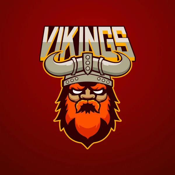 Logo profesional moderno para el equipo deportivo. Mascota vikinga. Vikingos, símbolo vectorial sobre un fondo oscuro . — Vector de stock