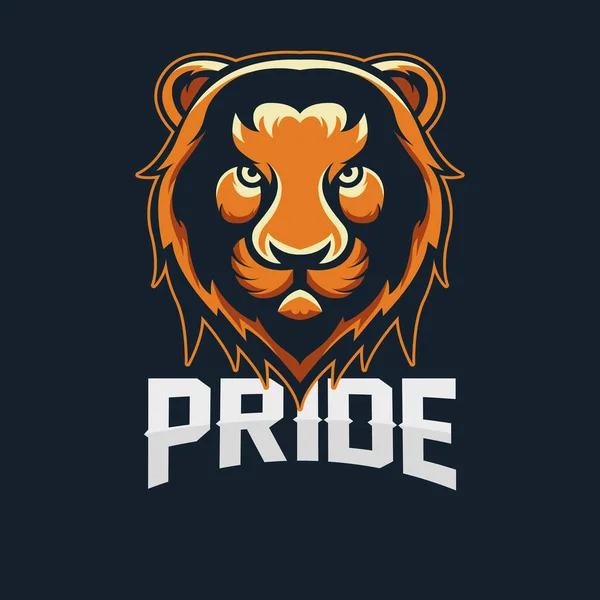 Logo profesional moderno para el equipo deportivo. La mascota de los leones. León, símbolo vectorial sobre fondo rojo — Vector de stock