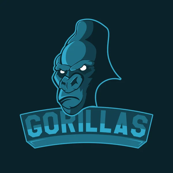 Logo profesional moderno para el equipo deportivo. Mascota gorila. Gorilas, símbolo vectorial sobre fondo rojo . — Vector de stock