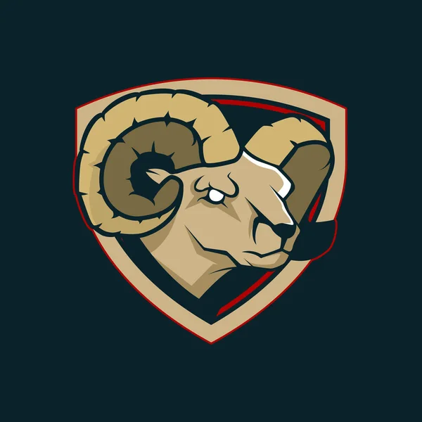 Modern professional logo for sport team. Ram mascot. Rams, vector symbol on a dark background. — Stock Vector