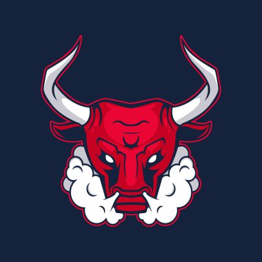 Boğa maskot spor takımları için. Boğa, logo, karanlık bir arka plan sembolü.