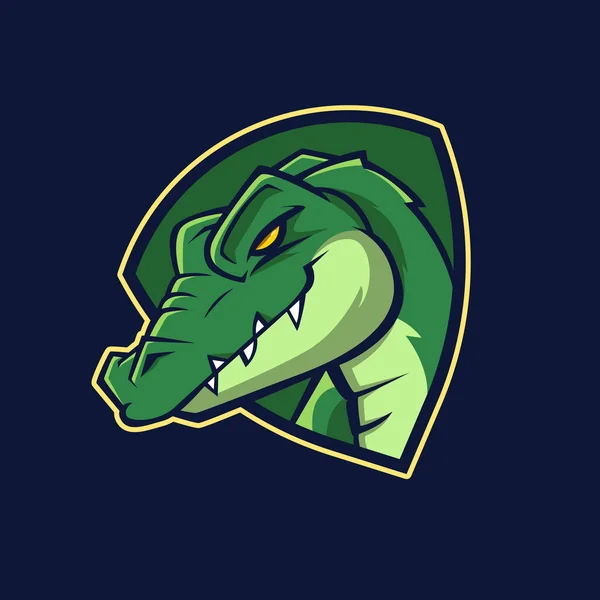 Moderne professionele logo voor team sport. Alligator mascotte. Krokodil, vector symbool op een donkere achtergrond. — Stockvector