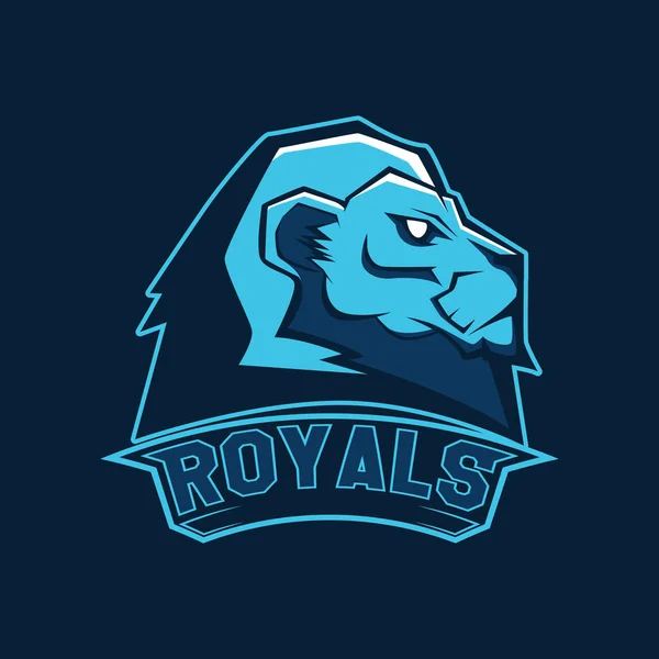 Logo professionnel moderne pour l'équipe sportive. Mascotte de lion. Symbole vectoriel Lions sur fond sombre . — Image vectorielle