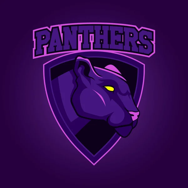 Modern professionell logotyp för sport team. Panther maskot. Panthers, vektor symbol på en mörk bakgrund. — Stock vektor