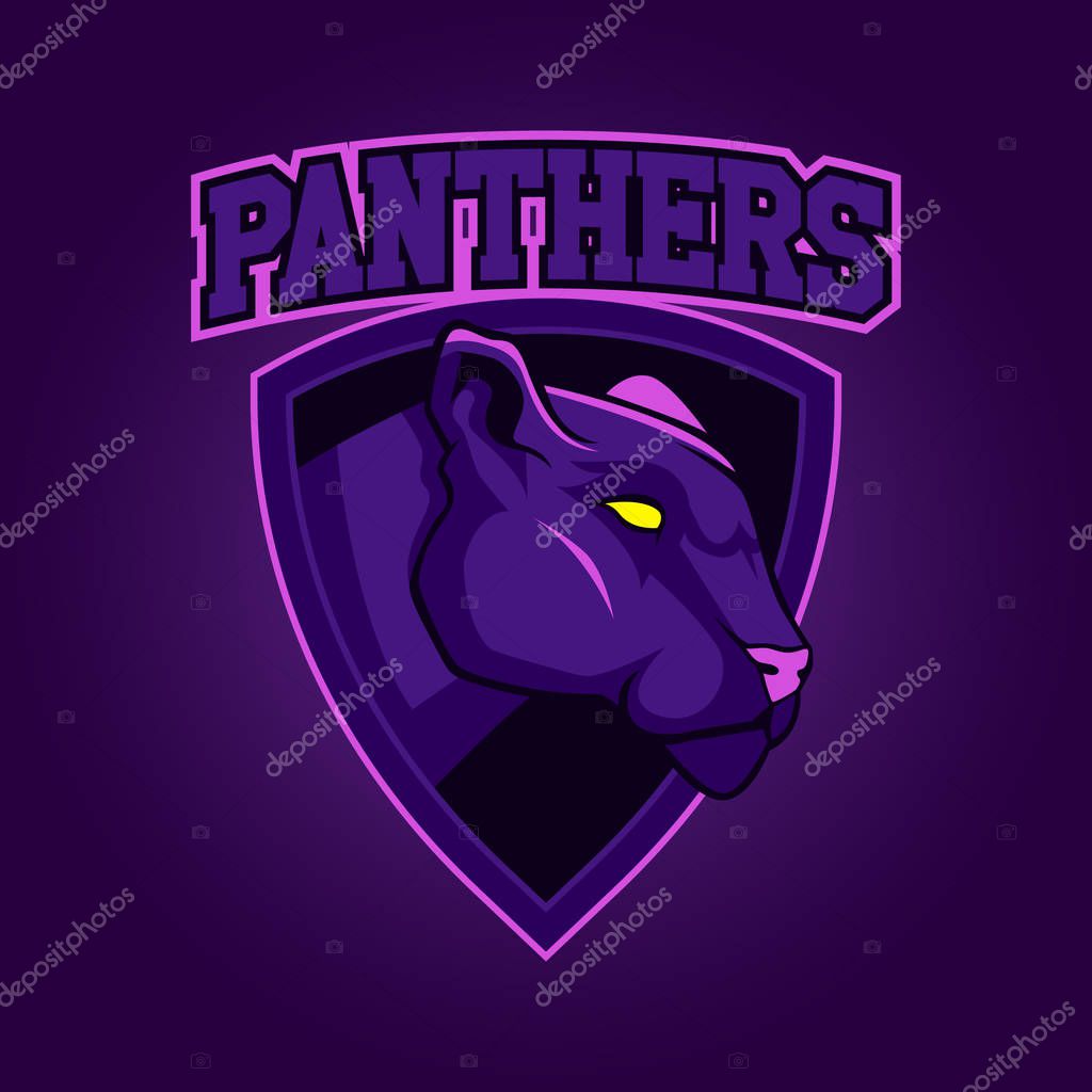 Modern professional logo for sport team. Panther mascot. Panthers, vector symbol on a dark background