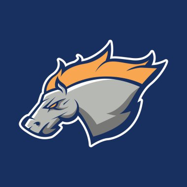 Modern profesyonel logo spor takımı için. Vahşi at maskotu. Karanlık bir arka plan üzerinde izole aygır vektör simgesi.