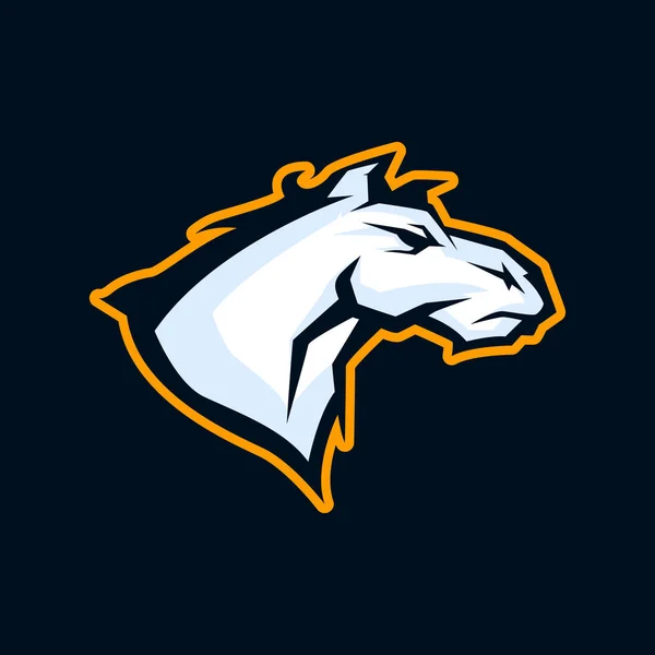 Logo profesional moderno para el equipo deportivo. Mascota de caballo salvaje. Símbolo vectorial semental aislado sobre un fondo oscuro . — Vector de stock