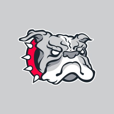 Modern profesyonel logo spor takımı için. Bulldog maskotu. Buldozer, karanlık bir arka plan vektör sembolü.