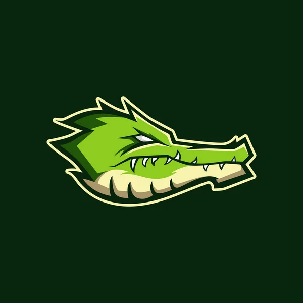 Modern profesyonel logo spor takımı için. Timsah maskotu. Timsah, karanlık bir arka plan vektör sembolü.