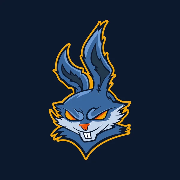 Modern profesyonel logo spor takımı için. Kötü tavşan maskot. Tavşan, karanlık bir arka plan vektör sembolü. — Stok Vektör