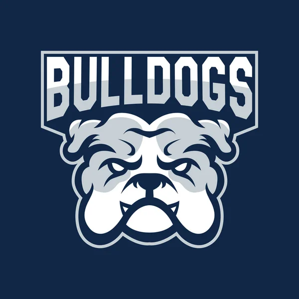 Modern profesyonel logo spor takımı için. Bulldog maskotu. Buldozer, karanlık bir arka plan vektör sembolü.