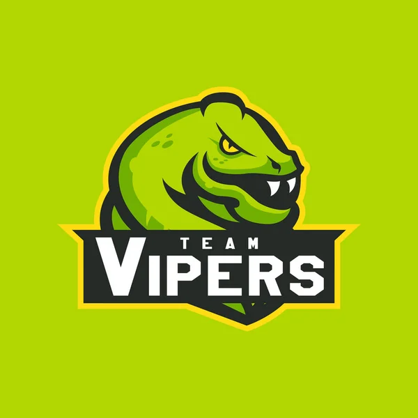 Modern professional logo for sport team. Snake mascot. Vipers, vector symbol on a dark background. — Stock Vector