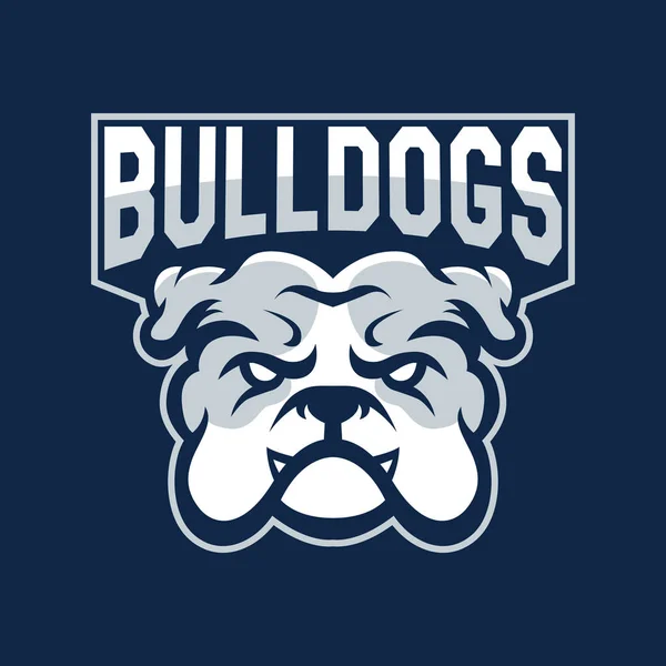 Logo profesional moderno para el equipo deportivo. Mascota Bulldog. Bulldogs, símbolo vectorial sobre un fondo oscuro . Ilustración De Stock