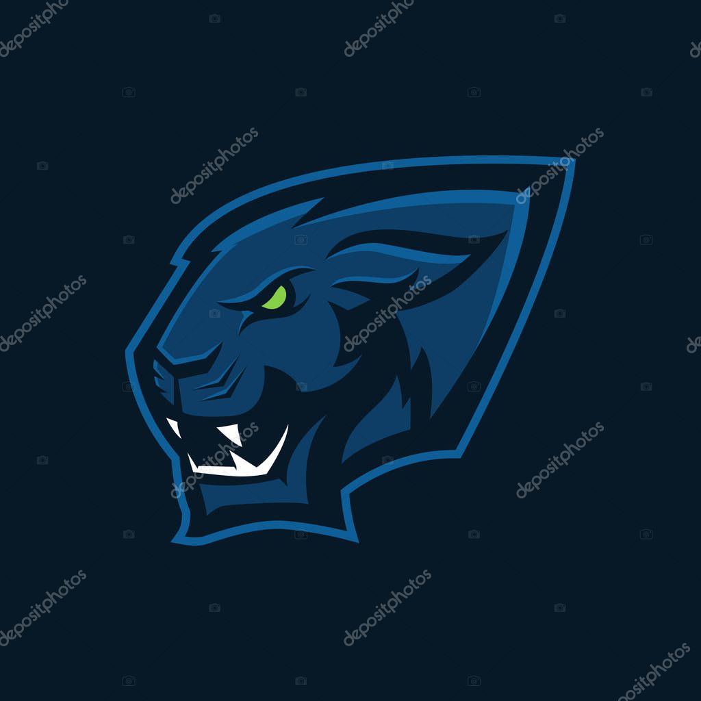 Modern professional logo for sport team. Panther mascot. Panthers, vector symbol on a dark background