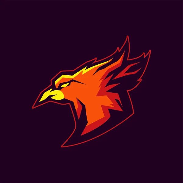 Logo profesional moderno para el equipo deportivo. La mascota del pájaro de fuego. Phoenix, símbolo vectorial sobre un fondo oscuro. — Vector de stock