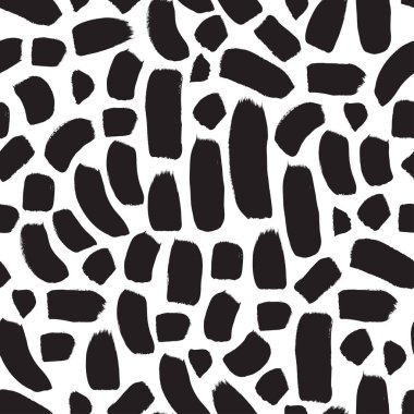 Fırça konturları seamless modeli. Siyah ve beyaz çizilmiş doku ver. Afiş, poster, kart, davet, afiş, broşür, el ilanı için yaratıcı arka plan tasarımı.