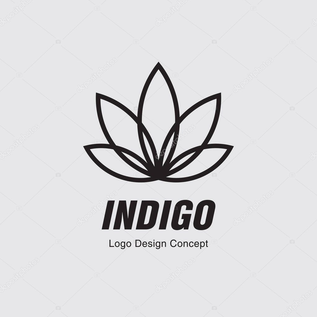 Abstract flower design. Silhouette creative symbol. Universal icon. Lotus yoga spa sign. Simple logotype template for premium business. Gradient background. Vector illustration.
