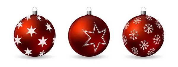 Набор трехмерных рождественских шаров с декоративным зимним орнаментом — стоковый вектор