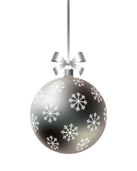 Boule de Noël décorative avec ruban et arc — Image vectorielle