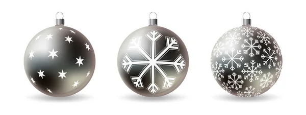 Ensemble de boules de Noël 3D avec ornement d'hiver décoratif — Image vectorielle