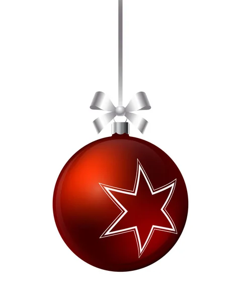 Dekoracyjne Boże Narodzenie ball z tasiemką i łuk — Wektor stockowy